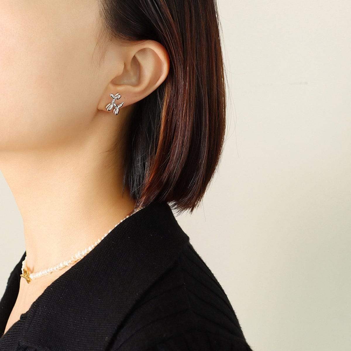 18K Gold-Plated Titanium Steel Puppy Shape Stud Earrings - Trendsi - Flyclothing LLC