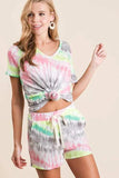 BiBi Tie Dye Print Shorts With Twill Tape Drawstring - Trendsi - Flyclothing LLC