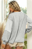 Color Block Double Chest Pocket Boat Neck Top - Trendsi - Flyclothing LLC