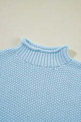 Turtleneck Cap Sleeve Sweater - Trendsi - Flyclothing LLC