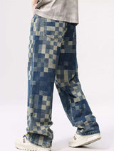 Men's Checkered Wide Leg Jeans - Trendsi - Flyclothing LLC