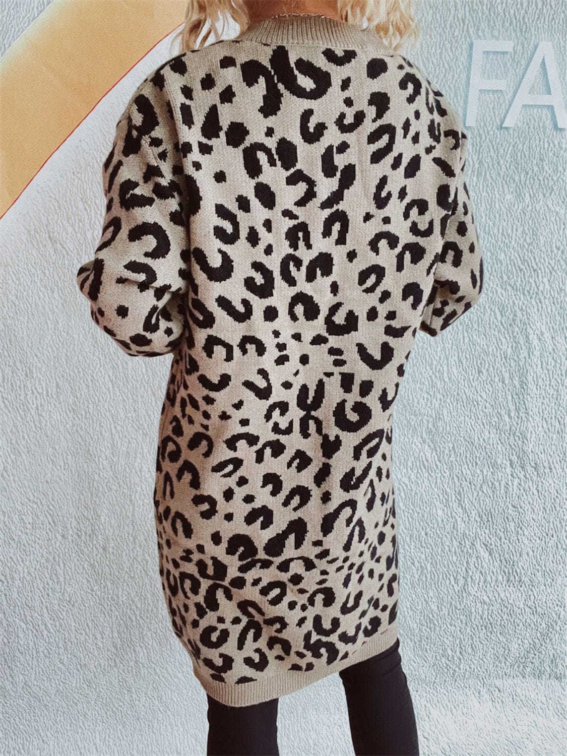 Leopard Round Neck Long Sleeve Sweater - Trendsi