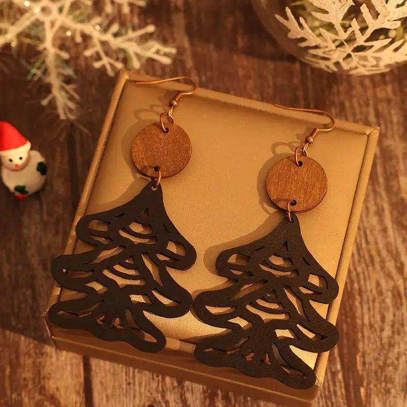 Wooden Cutout Tree Shape Earrings - Trendsi - Flyclothing LLC