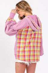 SAGE + FIG Full Size Plaid Print Washed Hoodie - Trendsi - Flyclothing LLC
