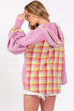 SAGE + FIG Full Size Plaid Print Washed Hoodie - Trendsi
