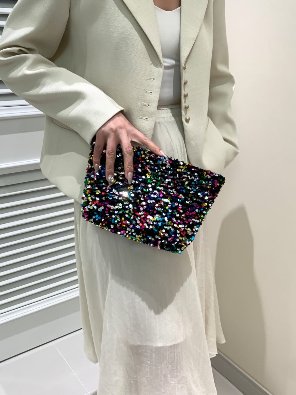 Sequin Clutch with Zipper - Trendsi