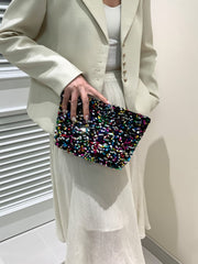Sequin Clutch with Zipper - Trendsi
