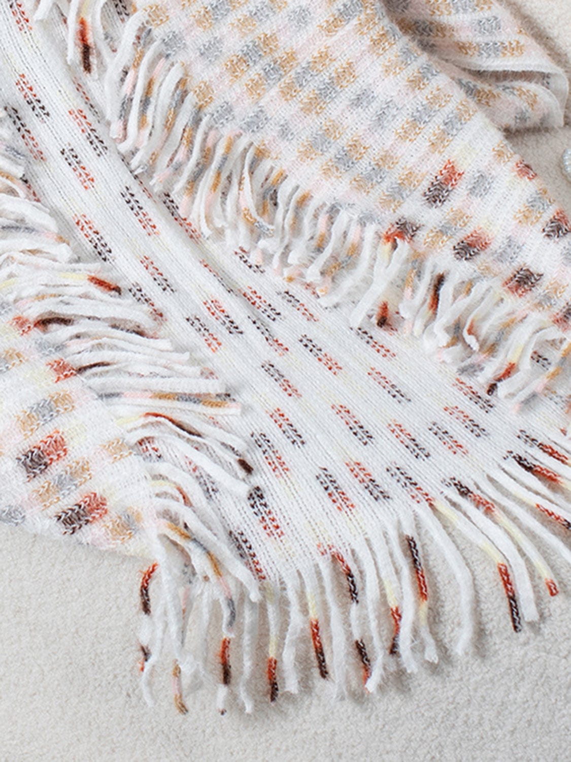 Fringe Open Front Half Sleeve Poncho - Trendsi
