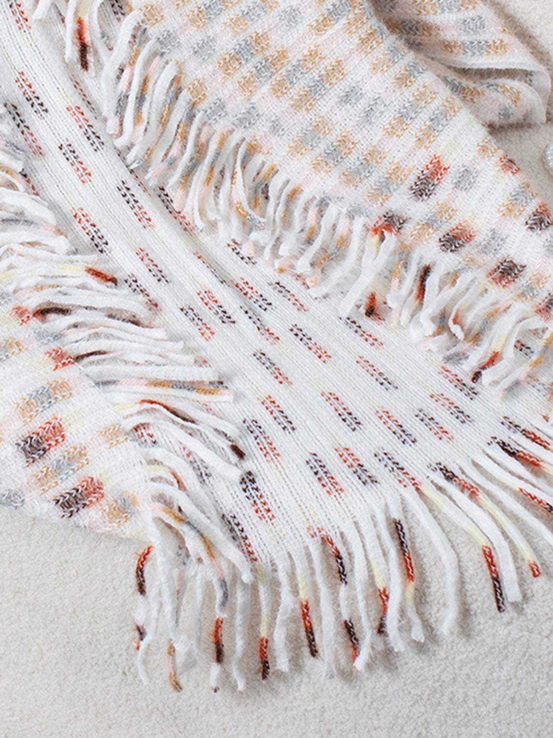 Fringe Open Front Half Sleeve Poncho - Trendsi - Flyclothing LLC