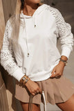 Drawstring Openwork Long Sleeve Hoodie - Trendsi