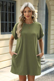 Florira Short Sleeve Mini Dress with Pockets - Trendsi - Flyclothing LLC