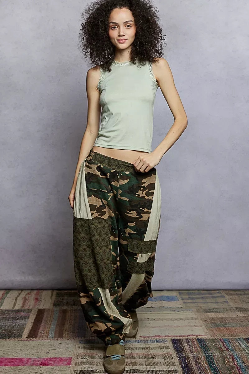 POL Round Neck Cropped Tank with Lace Trim - Trendsi - Flyclothing LLC