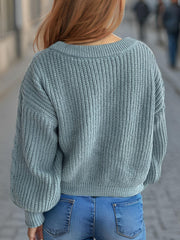Tied Dropped Shoulder Long Sleeve Cardigan - Trendsi