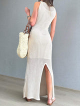Openwork Slit Round Neck Cover-Up - Trendsi - Flyclothing LLC