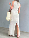 Openwork Slit Round Neck Cover-Up - Trendsi