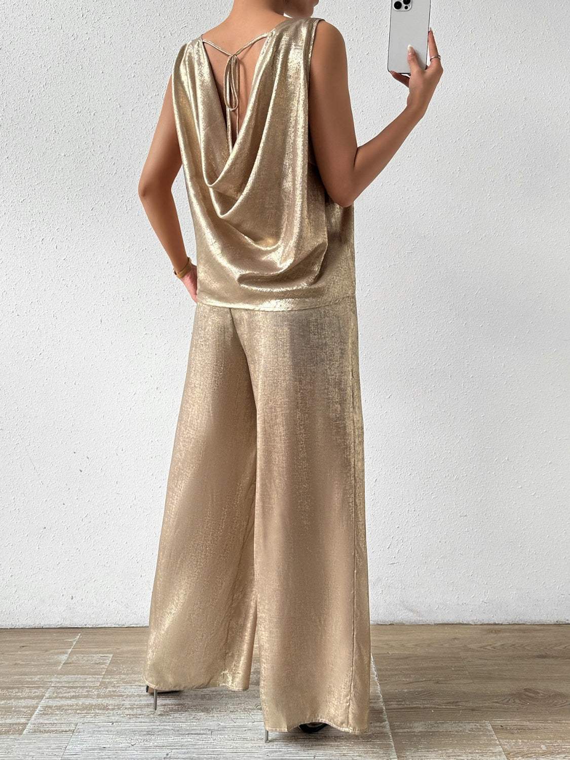 Round Neck Sleeveless Top and Pants Set - Trendsi - Flyclothing LLC