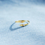 925 Sterling Silver Inlaid Zircon Bypass Ring - Trendsi