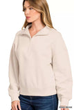 Zenana Fleece High Neck Half Zip Sweatshirt - Trendsi - Flyclothing LLC