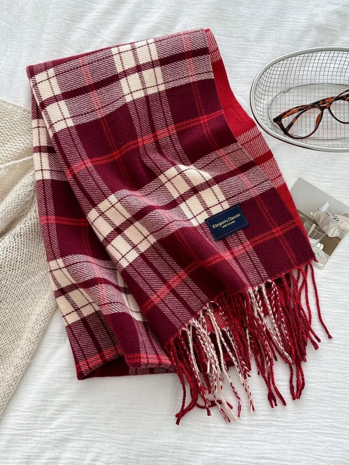 Classic Fringe Plaid Scarf - Trendsi - Flyclothing LLC