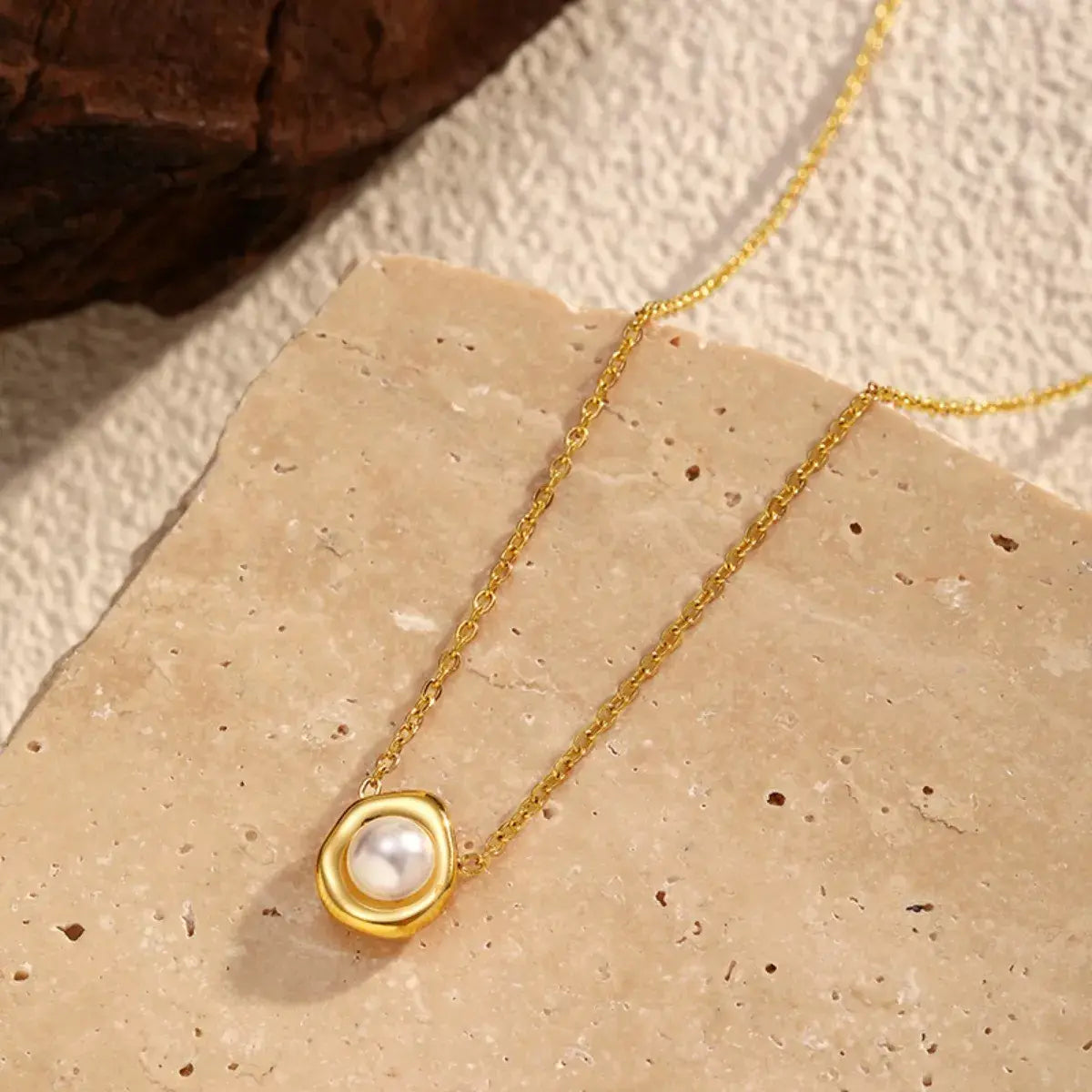 18K Gold-Plated Pearl Necklace - Trendsi - Flyclothing LLC
