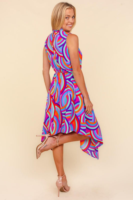 Haptics Full Size Mock Neck Sleeveless Printed Dress - Trendsi