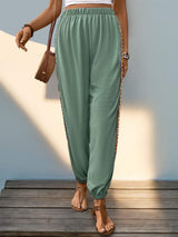 Weave Band Patchwork Elastic Waist Joggers - Trendsi - Flyclothing LLC