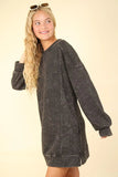 VERY J Mineral Washed Oversized Sweatshirt Mini Dress - Trendsi
