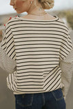 Striped Round Neck Dropped Shoulder Top - Trendsi - Flyclothing LLC