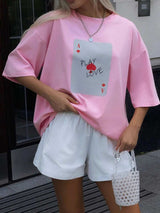 Graphic Round Neck Half Sleeve T-Shirt - Trendsi - Flyclothing LLC