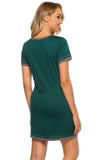 Contrast Trim Short Sleeve Lounge Dress - Trendsi - Flyclothing LLC