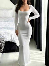 Long Sleeve Scoop Neck Maxi Dress - Trendsi - Flyclothing LLC