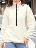 Turtleneck Half Zip Long Sleeve Sweatshirt - Trendsi - Flyclothing LLC