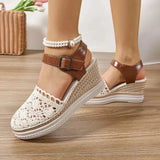 Round Toe Wedge Sandals - Trendsi
