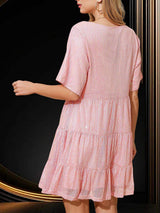 Sequin Round Neck Half Sleeve Mini Dress - Trendsi - Flyclothing LLC