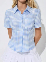 Button Down Short Sleeve Shirt - Trendsi - Flyclothing LLC