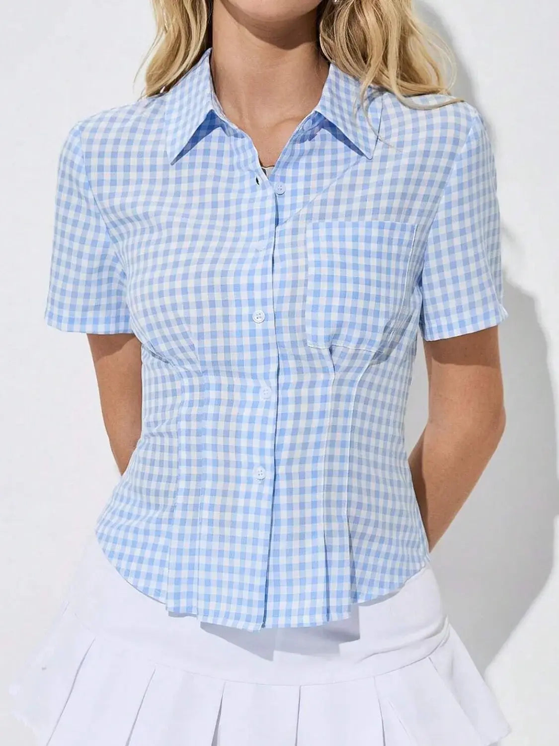 Button Down Short Sleeve Shirt - Trendsi - Flyclothing LLC