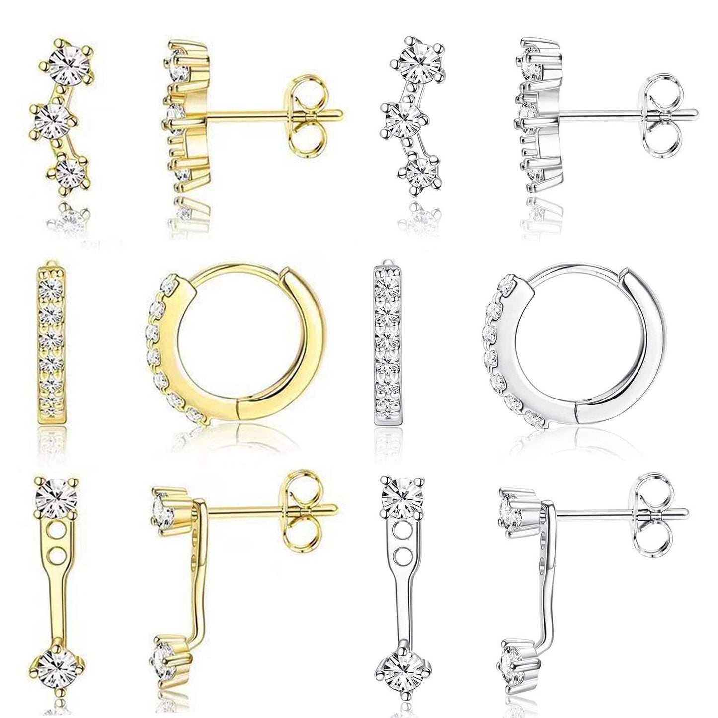 Womens Brass Earrings Set With Silver Needles And Real Gold Plating - My Store - Flyclothing LLC