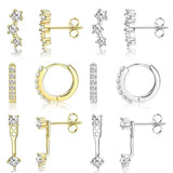 Womens Brass Earrings Set With Silver Needles And Real Gold Plating - My Store - Flyclothing LLC