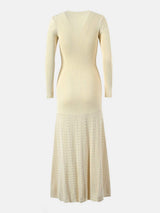 Openwork Round Neck Long Sleeve Sweater Dress - Trendsi - Flyclothing LLC