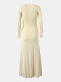 Openwork Round Neck Long Sleeve Sweater Dress - Trendsi - Flyclothing LLC