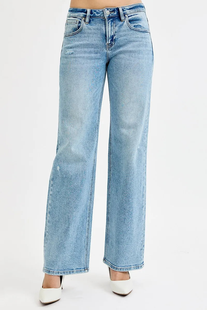 RISEN Full Size Low Rise Ankle Boyfriend Distressed Jeans Plus Size - Trendsi