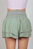 VERY J V-Shaped High Waist Layered Active Shorts - Trendsi