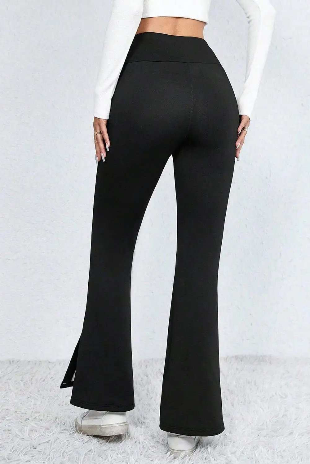Slit High Waist Bootcut Pants - Trendsi - Flyclothing LLC