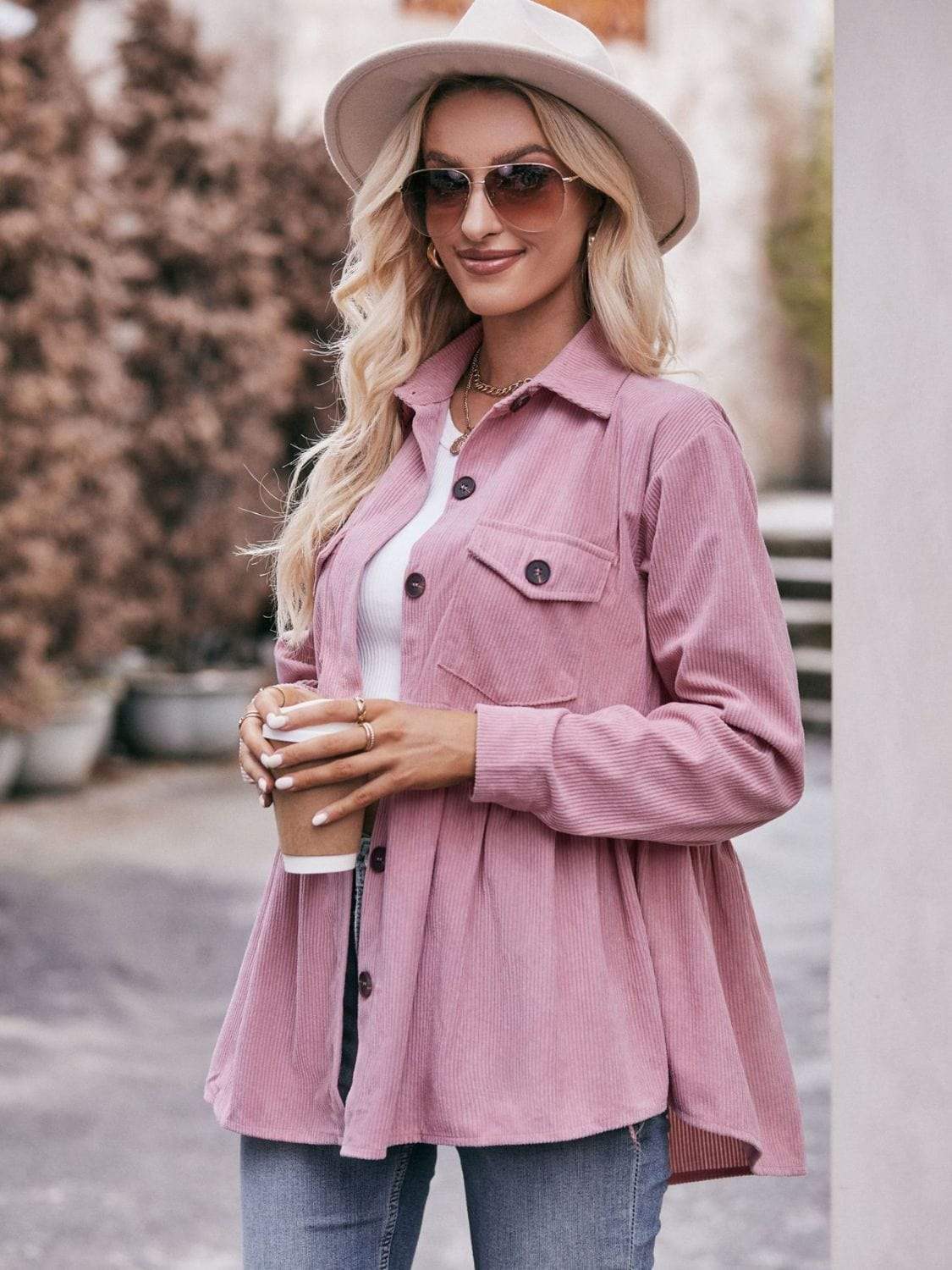 Mandy Collared Neck Long Sleeve Shirt - Trendsi - Flyclothing LLC