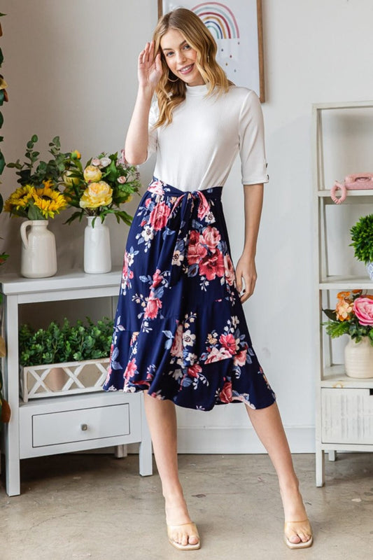 Reborn J Floral Wrap Ruffled Skirt - Trendsi