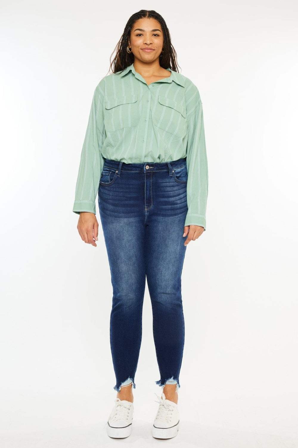 Kancan Full Size High Rise Frayed Ankle Skinny Jeans - Trendsi - Flyclothing LLC