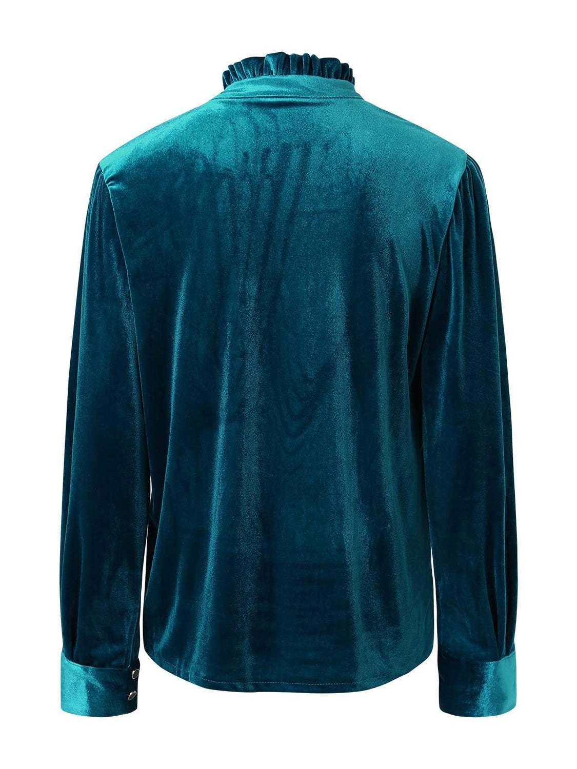 Half Button Long Sleeve Blouse - Trendsi - Flyclothing LLC
