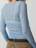 Lace Boat Neck Long Sleeve Blouse - Trendsi - Flyclothing LLC