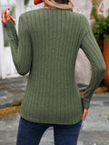 Decorative Button Round Neck Long Sleeve T-Shirt - Trendsi - Flyclothing LLC