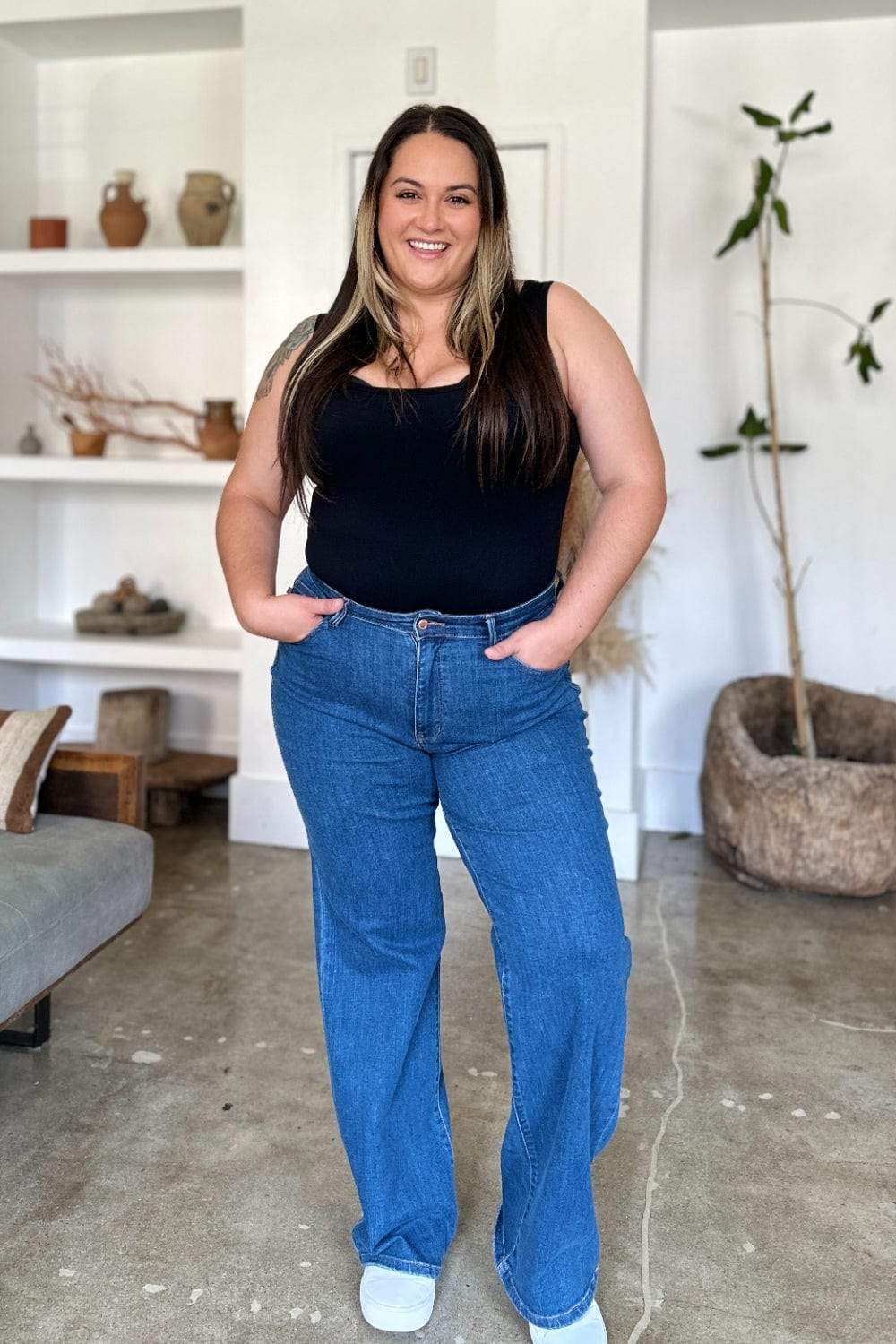 Judy Blue Full Size High Rise Straight Jeans - Trendsi - Flyclothing LLC